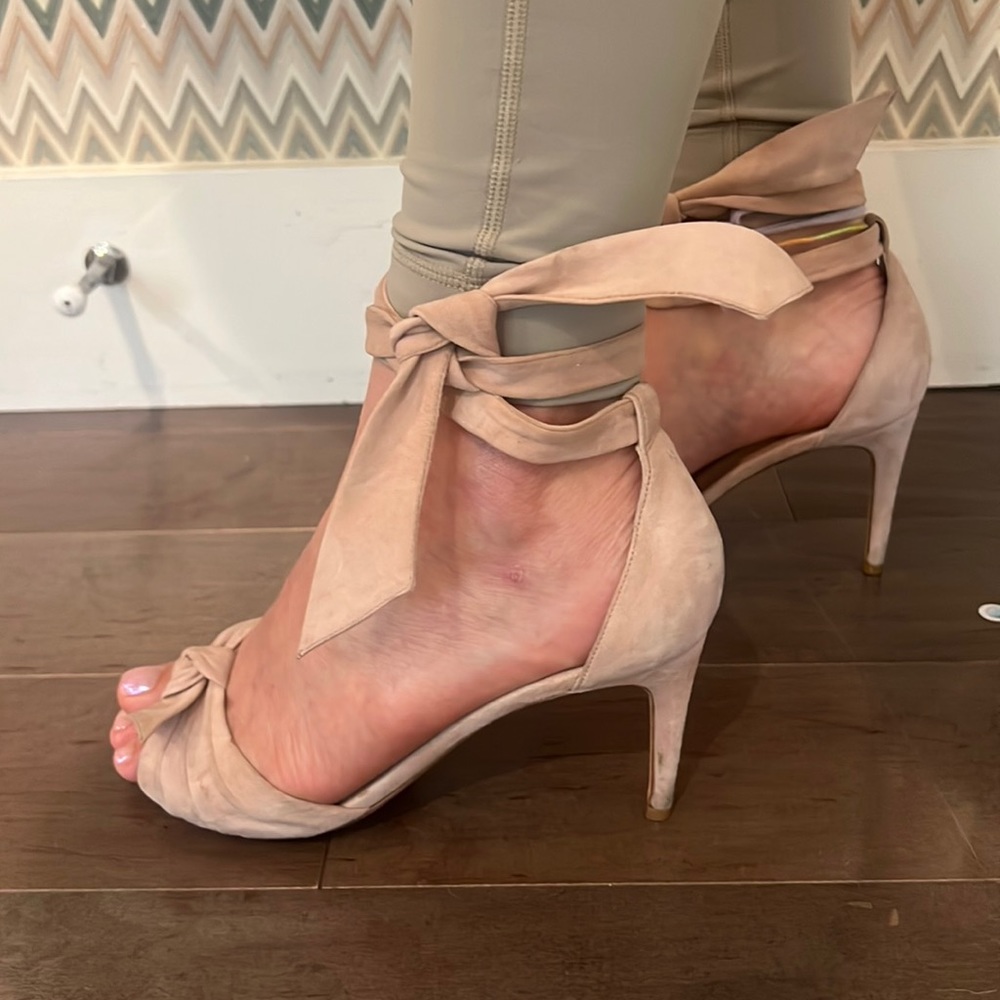 Alexandre Birman Clarita Bow Suede Kitten Heel Sandal Pink Suede